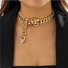 Questions? Leave A Comment Below! Neck Chokers For Women, Gold Punk Jewelry, Buckle Choker, Choker Design, Chunky Choker Necklace, Buckle Necklace, Chunky Choker, Metal Choker, Thick Chain Necklace