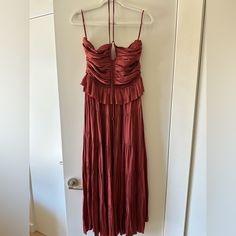 Ulla Johnson Simona Tiered Ruffled Silk Dress, Size 8, Burgundy Ruffled Silk Dress, Ulla Johnson Dress, Burgundy Color, Ulla Johnson, Silk Dress, Color Purple, Midi Dress, Silk, Womens Dresses