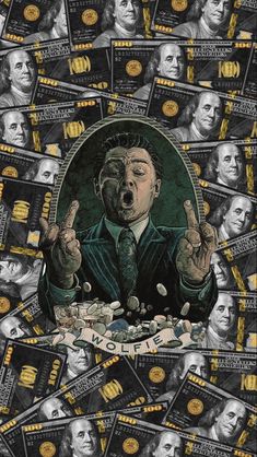 an image of a man surrounded by money