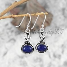 Lapis Lazuli Earrings, Blue Earrings,  Handmade Earring, 925 Solid Silver Earrings, Womens Earrings, Daily Wear Earring Metal: Solid 925 Sterling Silver Style: Earrings Stone Detail : Natural Lapis Lazuli Size- 7x9 mm Shape-Oval Cabochon Free Shipping Worldwide We offer only the finest silver jewelry in our collection. Bring this beautiful sterling silver oxidize unique & stylish jhumka earring for your loved ones as a token of love. Add silver to your wardrobe with our beautiful selection of th Nickel Free Sapphire Earrings, Sapphire Single Earring As Gift, Sapphire Single Earring For Gift, Womens Earrings, Lapis Lazuli Earrings, Fine Silver Jewelry, Handmade Earring, Jhumka Earrings, Earrings Blue