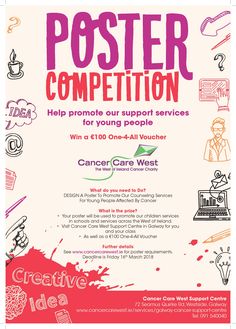 a poster with some writing on it that says poster competition help promote our support services for young people