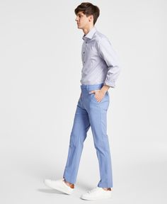 in stock Blue Mens Dress Pants, Blue Pants Men, Light Blue Pants, Fun Pants, Slim Trousers, Mens Dress Pants, Pants Style, Professional Fashion, Blue Pants