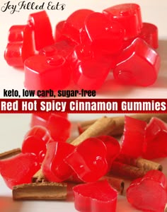 red hot spicy cinnamon gummies with keto, low carb sugar - free