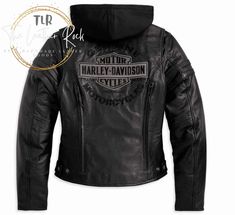 Harley Davidson Women's Miss Enthusiast Triple Vent Motorcycle Leather Jacket-Harley Jacket-Women Leather Jacket-Leather Jacket Women-Gift