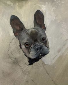 an oil painting of a dog's face