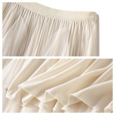 High-Waisted Ruffled Patchwork Mesh Skirt  Material: Polyester  Size: Free Size Color: White, Black, Bean Pink, Dark Green, Coffee, Beige, Gray  Season: Spring, Fall, Summer  Occasion: Leisure, Outdoor, Daily, Vacation, Fall Outfits, Summer Outfits Elegant White Skirt With Elastic Waistband, White Chiffon Feminine Skirt, Elegant White Chiffon Skirt, White Feminine Long Pleated Skirt, White Long Feminine Pleated Skirt, Chic White Chiffon Skirt, White Chiffon Skirt For Spring, White Non-stretch Pleated Skirt For Spring, White Pleated Skirt With Elastic Waistband For Summer