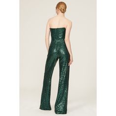 Green mesh (100% Nylon). Lining (96% Polyamide, 4% Elastane). Jumpsuit. Sleeveless. Strapless. Back zipper closure. See size and fit notes for length measurements. 36" inseam. 13" rise. 24" leg opening. Made of imported materials, finished in the USA. Fitted Strapless Sleeveless Jumpsuit For Party, Glamorous Fitted Strapless Sleeveless Jumpsuit, Green Stretch Strapless Jumpsuit, Fitted Green Nylon Pants, Fitted Sleeveless Sequined Jumpsuits And Rompers, Sleeveless Jumpsuits And Rompers With Back Zipper For Party, Sleeveless Party Jumpsuits And Rompers With Back Zipper, Fitted Sleeveless Jumpsuits And Rompers With Back Zipper, Fitted Sleeveless Jumpsuit With Back Zipper