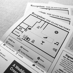 a sheet of paper with instructions on how to use the glass factory for wedding photography