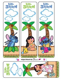 the stitch bookmarks are designed to look like cartoon characters, including lil and stitch