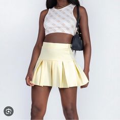 Lioness Rescue Me Pleat Mini Skirt Color:Yellow Size:Us 4 White Lace Maxi Skirt, Asymmetrical Midi Skirt, Mini Skirt Style, White Lace Maxi, Maxi Lace Skirt, Metallic Skirt, Online Fashion Boutique, Black Midi Skirt, Skirts Online