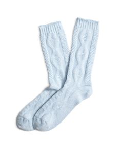 This pair of super-soft cashmere socks that are literally like little sweaters for your cold toes. | 21 Things You'll Want If You Love Being Fancy Light Blue Socks, Cable Socks, March Outfits, Cable Knit Socks, Cute Coffee Cups, Cashmere Socks, Blue Socks, Crew Cut, Blue Crew