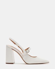 White Ankle Strap Heels, Business Girl, Pink Nike Shoes, Mary Jane Platform Shoes, Timeless Shoes, Wedding Pumps, Shoe Ideas, Steve Madden Store, Buckle Top