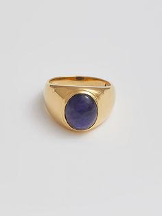 Vermeil Iolite Signet Ring Face: 12.9×2.8mm 8×11 Cabochon Iolite Mined in Brazil Cut in India Approx 2.5ct 5.75gr Made in USA Materials Globally Sourced Signet Rings, Crown Ring, Pearl Gemstone, The Stone, Silver Pearls, Signet Ring, Signature Style, Gold Vermeil, Metal Working