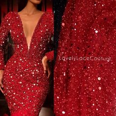 a red dress with sequins on it