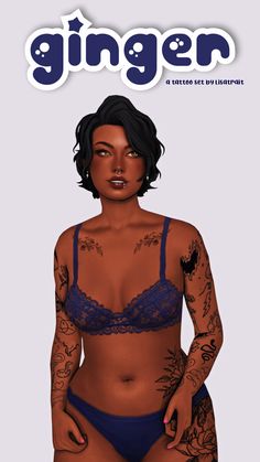 GINGER - A TATTOO SET 💙 | Lisatrait Sims4 Tattoo Cc, Sims4 Tattoo, Ginger Tattoo, Sims 4 Tattoos, San Myshuno, Sims 4 Traits, The Sims 4 Skin, Free Sims 4