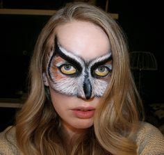 psychosandra - Owl Face Paint, Strange Makeup, Owl Makeup, Halloween Fx, Owl Face, Animal Makeup, Makeup 2018, Theatre Makeup, Special Fx Makeup