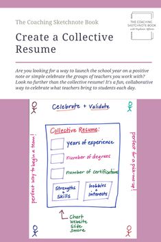 a cover page for the coaching sketch book, with an image of a resume on it