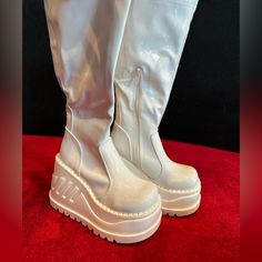 New Demonia White Boots Size 7 Demonia Shoes, White Boots, Moto Boots, Color White, Size 7, Women Shoes, Boots, Women Shopping, White