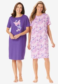 <div>A comfy relaxed fit, these dreamy sleepshirts are so good we are selling them in twos. Pure cotton is extra soft and perfectly breathable for sleeping, and</div> Length Check, Cute Prints, Occasion Dresses Wedding, Floral Butterfly, Cute Pajamas, Tunic Tank Tops, Bedtime Routine, Swimsuits For All, Sleep Shirt