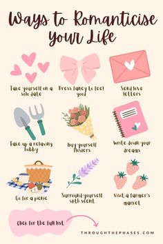 Make A Beautiful Life, Romatize Your Life, To Do List Everyday Things To, New Lifestyle Tips, Romantising Life Tips, How To Romanticize Work, Tips For Romanticizing Life, Tips To Romanticize Your Life, Ways To Self Care