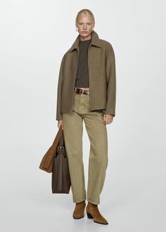 Pocketed wool-blend jacket - Woman | MANGO USA Uniqlo Jackets, Beige Jacket, Jean Large, Blazer Beige, Jacket With Pockets, Wool Blend Jacket, Jeans Mom, Leather Denim, Summer Jacket