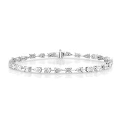 Mixed Shape Diamond Tennis Bracelet – Alexandra Beth Platinum Diamond Bracelet With Brilliant And Baguette Cut, Diamond White Baguette Cut Platinum Bracelet, Platinum Diamond Bracelet With Vvs Clarity In Baguette Cut, Diamond Bracelet With Prong Setting In Baguette Cut, Vvs Clarity Baguette Cut Platinum Diamond Bracelet, Fine Jewelry Diamond Bracelet With Baguette Cut, Baguette Cut Diamond Bracelet In Fine Jewelry, White Diamond Bracelet With Baguette Cut, Baguette Cut Diamond Bracelet With Vvs Clarity