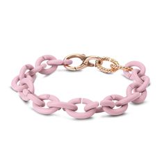 A pretty combination of Twisted Life single bronze links and Lush Blush Rubber X. This bracelet features seventeen Lush Blush Rubber links, 2 Twisted Life, Single Bronze Links combined with a Basic Bronze Lock. Each of the lightweight Rubber X links is designed with an X opening that makes it possible to adjust the bracelet size by easily adding or removing links to make it the perfect fit for your wrist. The Rubber X links can be purchased individually to increase the size of the bracelet.The X Trendy Pink Jubilee Bracelets, Pink Link Jewelry With Adjustable Chain, Pink Metal Bracelet With Adjustable Chain, Pink Chain Bracelet With Lobster Clasp, Pink Chain Bracelet Jewelry, Trendy Pink Link Jewelry, Trendy Pink Chunky Chain Jewelry, Pink Chunky Link Chain Jewelry, Pink Chain Bracelet As A Gift