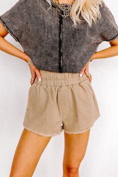 – You will surely look cool in the summer heat in these adorable shorts – Lightweight, unlined cotton mineral-wash material – Wide smocked waistband – Classic four pocket cut – Relaxed silhouette that falls into frayed upper-thigh length hemline Summer Heat, Look Cool, Hip Length, Smocking, High Waist, Heat, High Waisted, Luxury Fashion, Fashion Trends