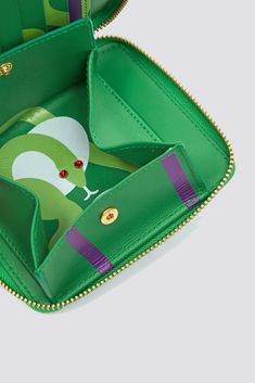 Comme des Garçons SA2100RE Leather Ruby Eyes Wallet - Green | Garmentory Green Travel Wallet With Coin Pocket, Green Wallets With Coin Pocket, Green Leather Wallet With Zipper Closure, Green Leather Wallets With Zipper Closure, Luxury Green Wallets With Rfid Blocking, Luxury Green Wallet With Rfid Blocking, Luxury Green Wallets With Card Slots, Compact Green Wallet For Travel, Compact Green Travel Wallet