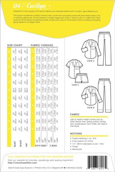 the sewing pattern for an easy - to - sew top and pants is shown