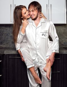 "Groom and Bride Pajamas, Long Sleeves Satin Pjs sets, Customized Pajamas, Honeymoon pajamas, Mr and Mrs gowns, Groomsmen pj, Bridesmaids-L+L Our pajamas are customized with Vinyl. The letters are so pretty and detailed. It is perfect to put your first/last name or wedding role . Whether you want to buy it as gift, keep it for yourself and wear it as an everyday or even wear it for a honeymoon trip , this unique customized pajamas is sure to work for any occasion. ⭐Styles of pajamas: Long Sleeve Matching Wedding Pajamas, Bride And Groom Pajamas, Black And White Pajamas Wedding, Silk Christmas Pajamas Couples, Honeymoon Pajamas, Men Luxtrous Satin Pajama, Groomsmen And Bridesmaids, Bride Pajamas, Purple Champagne