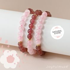 Discover the enchanting beauty of our Natural Strawberry Quartz and Rose Quartz stretch bracelet. Crafted with love and care, each bead holds the soothing energy of these gemstones. Embrace the power of nature and elevate your style with this versatile and elegant accessory. Natural Stones Stone Size 8mm Bracelet Size 17cm Handmade Elegant Rose Quartz Crystal Bracelet For Meditation, Rose Quartz Gemstone Beaded Bracelets For Meditation, Rose Gold Beaded Bracelets With Natural Stones For Healing, Rose Quartz 8mm Bead Stretch Bracelet As A Gift, Pink Natural Stones Stretch Bracelet For Meditation, Pink Stretch Bracelet With Natural Stones For Meditation, Elegant Rose Quartz Stretch Bracelet With Round Beads, Pink Beaded Bracelets For Meditation, Rose Quartz Beaded Bracelets For Meditation