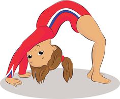 a girl doing a handstand on the ground with her head down and arms bent forward