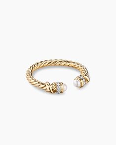 David Yurman | Petite Helena Ring in 18K Yellow Gold with Diamonds, 2.5mm - WITH RUBY Petite Jewelry, David Yurman Ring, Cable Bracelets, Jewelry Lookbook, Gold Threads, Jewelry Inspo, Dream Jewelry, David Yurman, Me Time