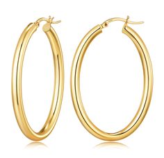 PRICES MAY VARY. Unlock Trendy Style with thick gold hoop earrings: Our gold hoop earrings for women trendy boast a sleek hollow tube design, simple yet elegant. With their classic colors and oval design, chunky gold earrings are suitable for women of all ages and various occasions, be it parties, dates, or important festivals. They effortlessly pair with every item in your closet, helping you achieve the perfect look for any event. A definite must-have in every lady's fashion accessory collecti Thick Gold Hoop Earrings, Thick Gold Hoops, Pandora Earrings, Chunky Gold Hoop Earrings, Thick Hoop Earrings, Chunky Hoop Earrings, Big Hoop Earrings, Simple Chic, Oval Earring