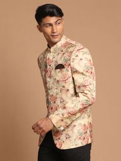 VASTRAMAY Men's Beige Printed Jodhpuri Make a statement with this stylish beige printed Jodhpuri from VASTRAMAY. Crafted with precision, this outfit offers a perfect blend of traditional elegance and contemporary style. Features: Stylish beige printed design Traditional Jodhpuri collar Buttoned placket Long sleeves Comfortable fit Specifications: Brand: VASTRAMAY Color: Beige Print or Pattern Type: Printed Neck: Jodhpuri Collar Sleeve Length: Long Sleeves Material & Care: 100% cotton. Hand-wash Hot Outfits, Print Jacket, Printed Design, Beige Color, Contemporary Style, Colorful Prints, Comfort Fit, Hand Wash, Long Sleeves