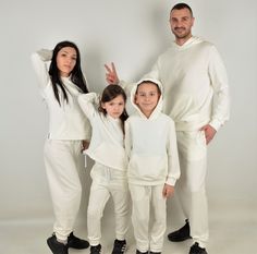 Family Matching Sweatsuits, Family Matching Jogger Suits, Matching White Tracksuits ✔ Fast Shipping ✔ High Quality Materials ✔ Excellent customer service ❤ Great fabric - cotton, soft and nice to the touch, stretchable /95% cotton, 5% elastane/ ❤ Made of high quality materials ❤ Pants with double adjustable waist - elastic and ties. ❤ Men classic hoodie ❤ Women cropped hoodie - adjustable with ties ❤ Women oversized and high waisted jogger ! Please, before ordering, look at the Size Charts for A Matching Sweatsuits, Pink Sweatsuit, Matching Sweatsuit, Cosy Outfit, Tracksuit Outfit, White Joggers, Matching Hoodies, Tie Women, Men Classic