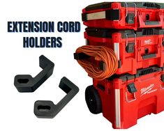 the extension cord holders are red and black