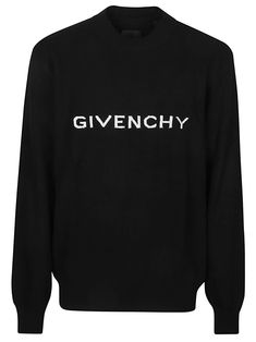 Black sweatshirt by GIVENCHY characterized by front logo embroidery, long sleeves and crew neck. This item is in size XL and the color is Designer Logo Print Sweater For Fall, Luxury Crew Neck Tops For Winter, Designer Fall Sweater With Logo Print, Classic Crew Tops With Embroidered Logo, Classic Winter Tops With Logo, Classic Long Sleeve Tops With Logo, Luxury Logo Print Tops For Fall, Luxury Crew Neck Sweatshirt For Winter, Designer Sweatshirt With Logo For Winter