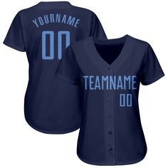 women's custom baseball jersey with your name and number on the front in blue