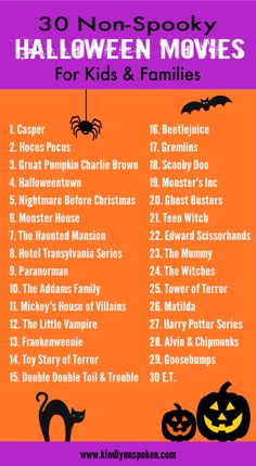 the 30 non - spooky halloween movies for kids and families to play with