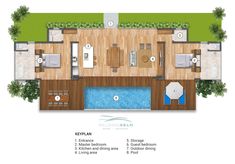 the floor plan for an apartment with pool