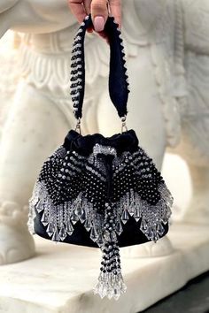 Shop for Adora by Ankita Velvet Embellished Potli Bag Online at Aza Fashions Potli Bag Designs, Embellished Bags Diy, Potlis Bags, Fancy Clutch, Embellished Purses, Beaded Clutch Bag, Potli Bag, Embellished Bags, Potli Bags