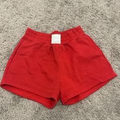 Pretty Much Brand New! Only Worn One Time. Has Pockets And Super Comfortable Trendy Red Shorts For Day Out, Red Cotton Shorts For Day Out, Trendy Red Cotton Shorts, Casual Red Bottoms For Day Out, Casual Red Shorts For Day Out, Trendy Red Relaxed Fit Shorts, Red Relaxed Fit Shorts For Loungewear, Hollister Shorts, Sweat Shorts