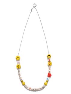 Say What? ❤️ "SAY ANYTHING" by making your own one-of-a-kind smiley-themed necklace! Super easy and fun to create with ability to change style and wording at any time ! Kit comes packaged in our Venessa Arizaga branded tube and includes all of the below : 25" Gold or Silver plated brass chain Ceramic alphabet charms (x2 of each letter)(x4 vowels) Ceramic symbol charms (?, $, %, +) mixed Small Smiley Face charm (x2) Small Heart cube charm (x2) Ceramic eye charm Ceramic heart charm Large Smiley ch Chain Ceramic, Ceramic Eye, Venessa Arizaga, Cool Emoji, Alphabet Charms, Alphabet Charm, Ceramic Heart, Large Heart, All Smiles