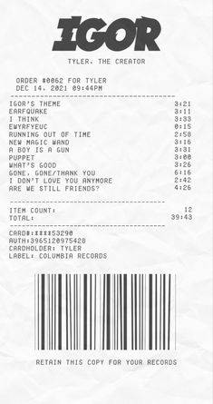 an image of a receipt for a concert