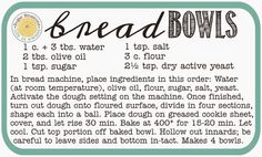 a recipe for bread bowls with instructions on how to bake them in the oven