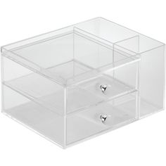 a clear plastic drawer with two drawers