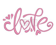 the word love in pink embroidery design