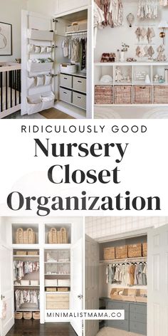 an organized nursery closet with lots of storage space